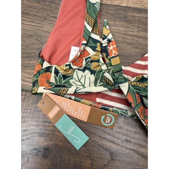 Seea Milos Reversible Bikini Top & Bottom 2 Piece Swimsuit Floral Stripped S NWT - Picture 5 of 8